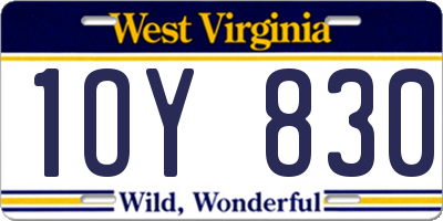 WV license plate 1OY830