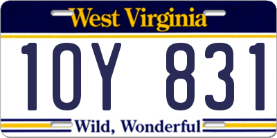 WV license plate 1OY831