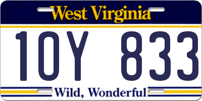 WV license plate 1OY833