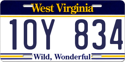WV license plate 1OY834