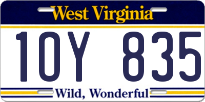 WV license plate 1OY835