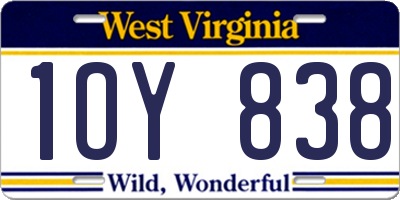 WV license plate 1OY838