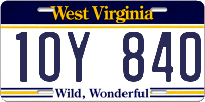 WV license plate 1OY840