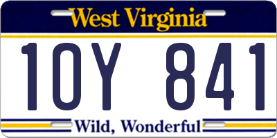 WV license plate 1OY841