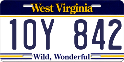 WV license plate 1OY842