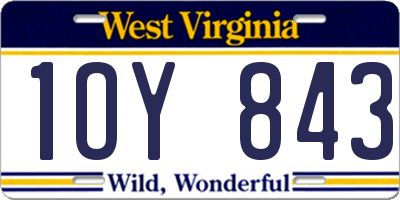 WV license plate 1OY843