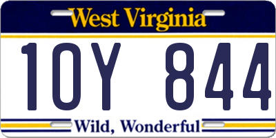 WV license plate 1OY844