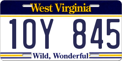 WV license plate 1OY845