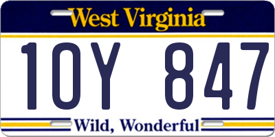 WV license plate 1OY847