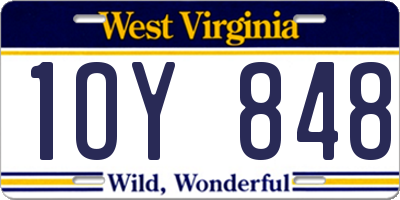 WV license plate 1OY848