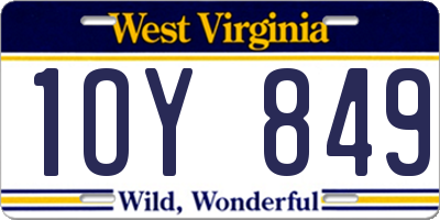 WV license plate 1OY849