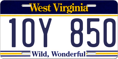 WV license plate 1OY850