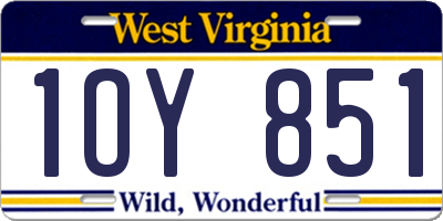 WV license plate 1OY851