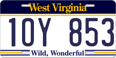 WV license plate 1OY853