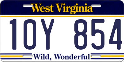 WV license plate 1OY854