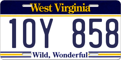 WV license plate 1OY858