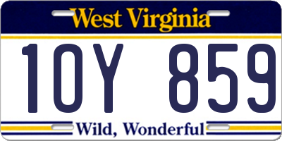 WV license plate 1OY859