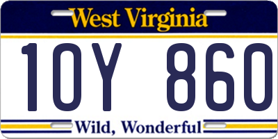 WV license plate 1OY860