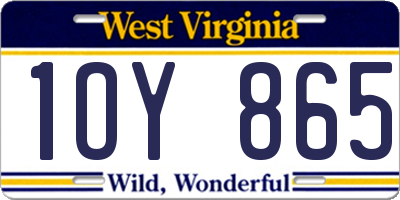 WV license plate 1OY865