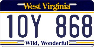WV license plate 1OY868