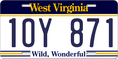 WV license plate 1OY871
