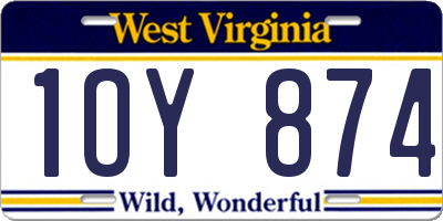 WV license plate 1OY874