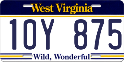WV license plate 1OY875