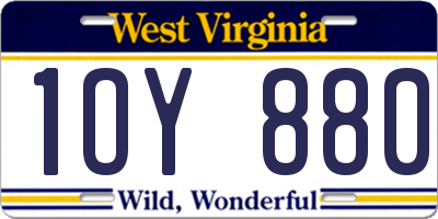 WV license plate 1OY880