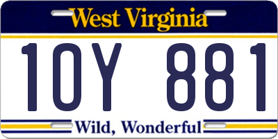 WV license plate 1OY881