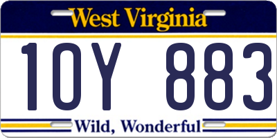 WV license plate 1OY883