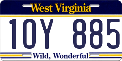 WV license plate 1OY885