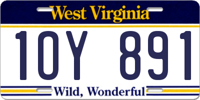 WV license plate 1OY891