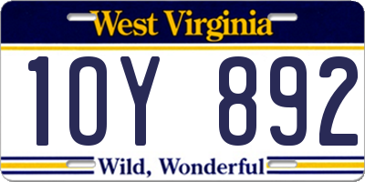 WV license plate 1OY892