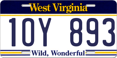 WV license plate 1OY893