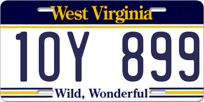 WV license plate 1OY899