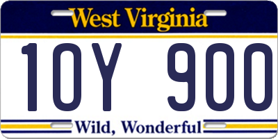 WV license plate 1OY900