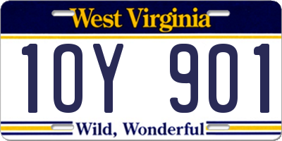 WV license plate 1OY901