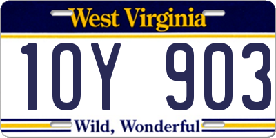 WV license plate 1OY903