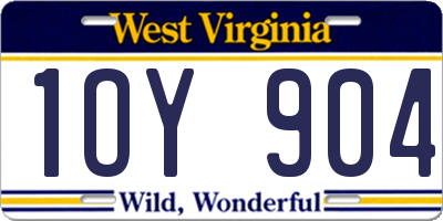 WV license plate 1OY904