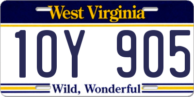 WV license plate 1OY905