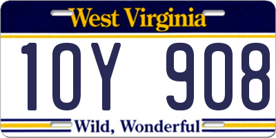 WV license plate 1OY908