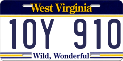 WV license plate 1OY910
