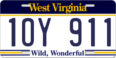WV license plate 1OY911