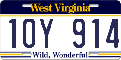 WV license plate 1OY914