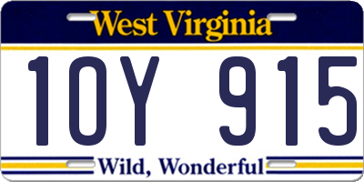 WV license plate 1OY915