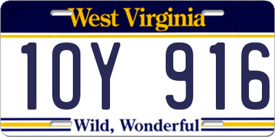 WV license plate 1OY916