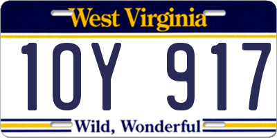 WV license plate 1OY917