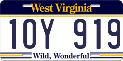 WV license plate 1OY919
