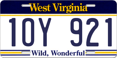 WV license plate 1OY921