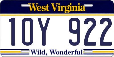 WV license plate 1OY922